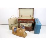 Vintage luggage - Seven vintage bags & suitcases / trunks to include a leather Gladstone bag,