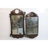 George III style Mahogany and Parcel Gilt Fretwork Mirror together with another similar mirror (both