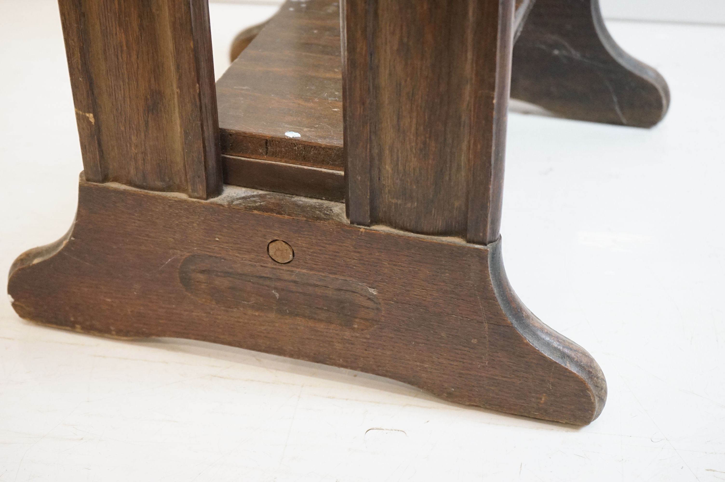 1930's / 40's Oak Rectangular Side Table raised double supports with under-shelf, 51cm wide x 74cm - Image 4 of 5