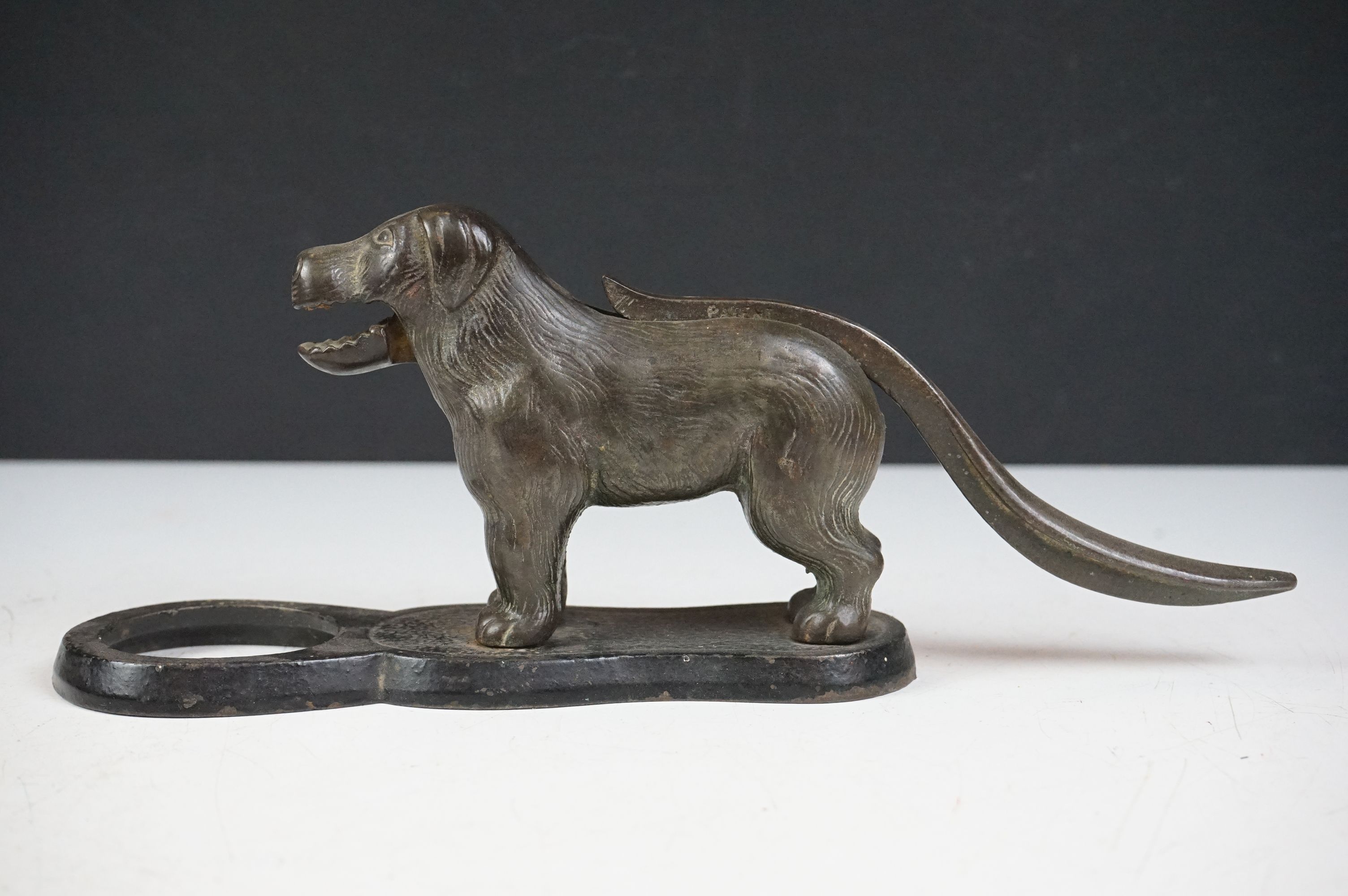 Pair of early 20th Century cast iron nut crackers in the from of dogs with mechanical tails and - Image 2 of 8