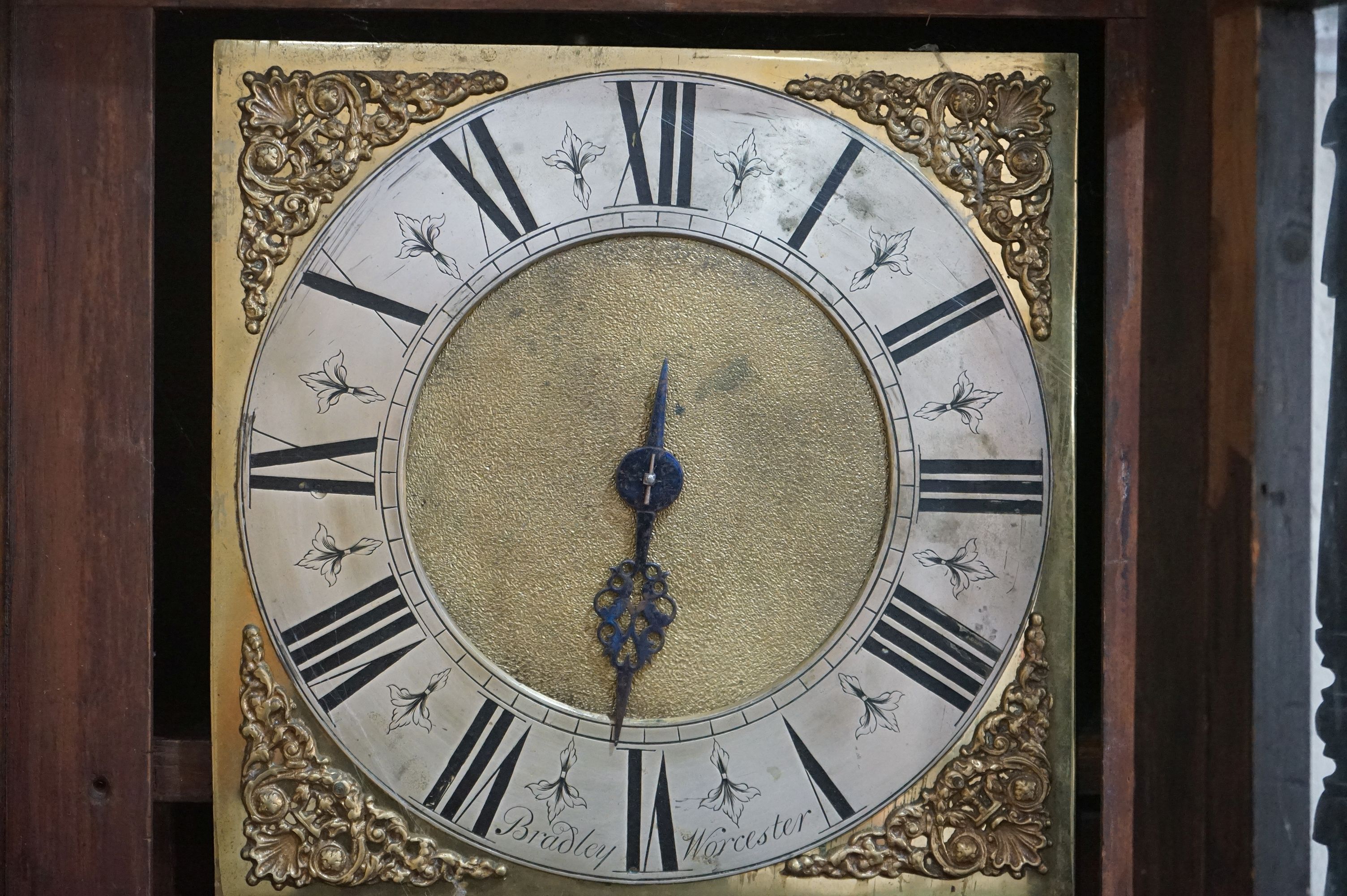 18th century Oak and Mahogany Longcase Clock, with swan break neck pediment, the square hood holding - Image 10 of 10