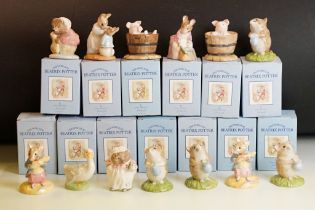 Thirteen Royal Doulton John Beswick Beatrix Potter ceramic figurines to include Mrs Tiggy-winkle
