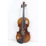 Early-to-mid 20th century violin with paper label to interior marked 'Antonius Stradivarius