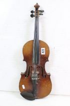 Early-to-mid 20th century violin with paper label to interior marked 'Antonius Stradivarius