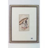 Ippitsusai Buncho attributed, Framed Japanese Woodblock Portrait of a Male Actor in Traditional