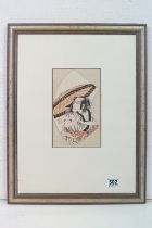 Ippitsusai Buncho attributed, Framed Japanese Woodblock Portrait of a Male Actor in Traditional