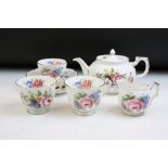 Aynsley 'Howards Floral Sprays' tea set for two, pattern no. 2383, to include teapot & cover, 2