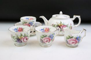 Aynsley 'Howards Floral Sprays' tea set for two, pattern no. 2383, to include teapot & cover, 2