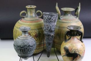 Group of Ancient Greek / Roman style ceramics, 5 pieces, to include two 800 BC style terracotta