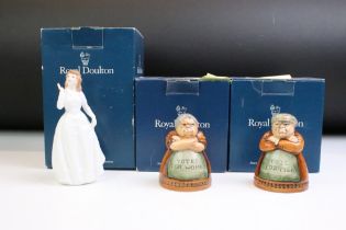 Pair of Royal Doulton ' Votes For Women - Toil For Men ' salt & pepper shakers (no.s D7066 &