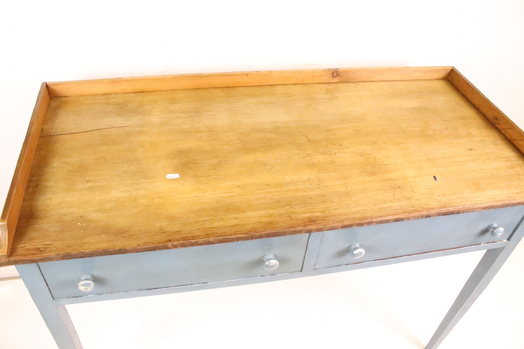 Late 19th century Tray Top Side Table with two drawers, 114cm long x 50cm deep x 82cm high - Image 3 of 9