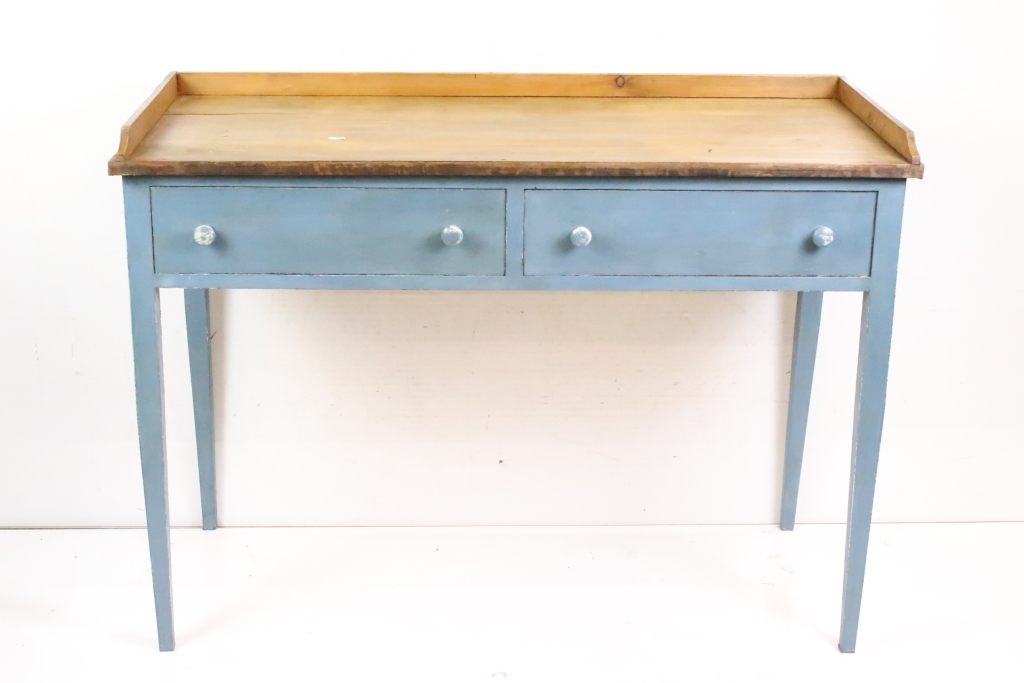 Late 19th century Tray Top Side Table with two drawers, 114cm long x 50cm deep x 82cm high