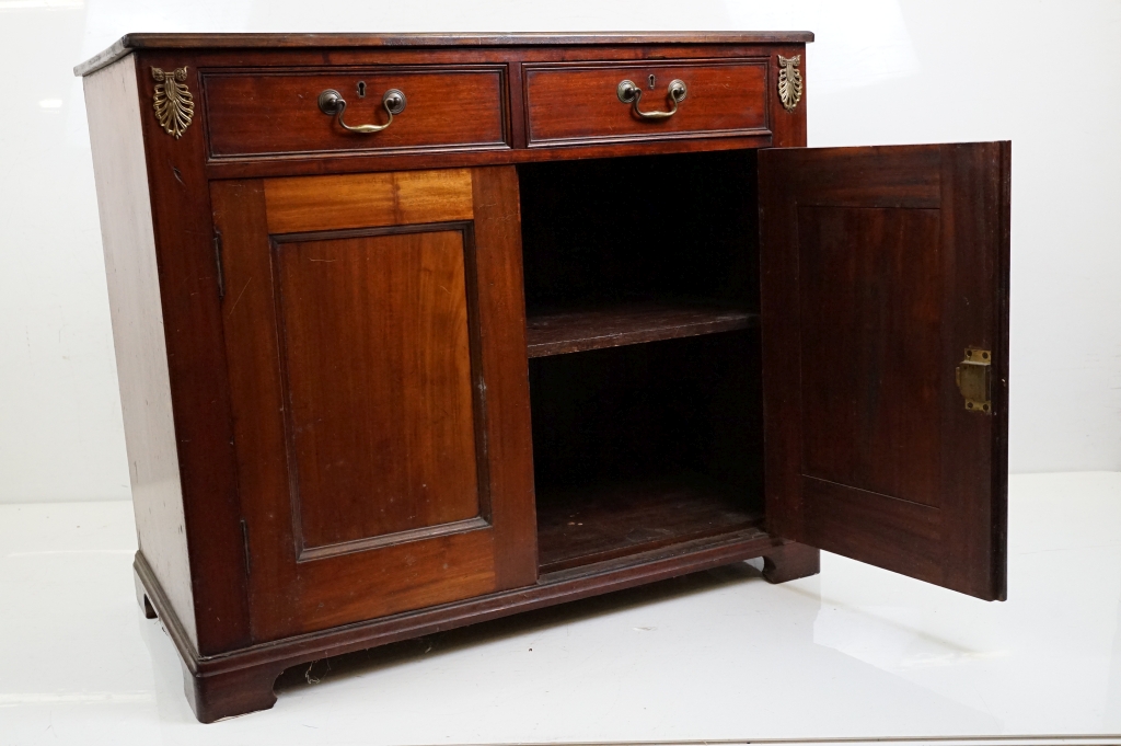 19th century Mahogany Side Cabinet with two drawers over two cupboard doors, 90cm long x 47cm deep x - Image 7 of 8