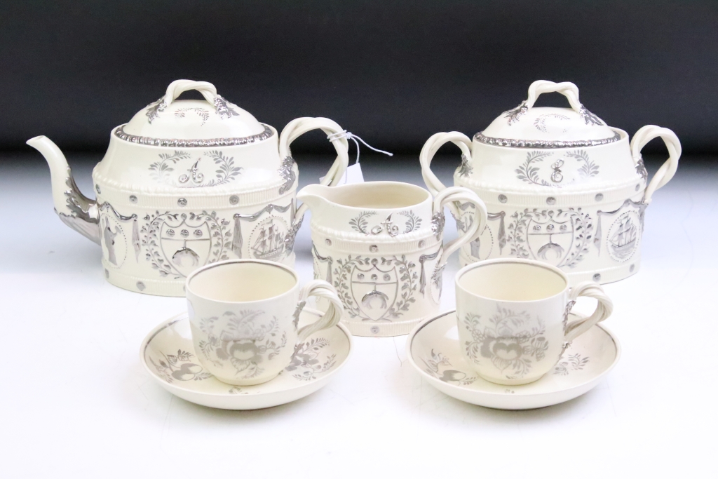 Edwardian Leeds pottery commemorative creamware tea service for the Royal Visit to Leeds on 7 July