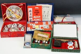 A group of Chinese collectables to include miniature tea set, painting set, seal, ink stamps ..