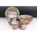 Group of 19th century Masons Ironstone ceramics, decorated with Chinese style figural panels on a