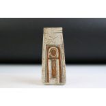 Troika 'Coffin' vase with incised & textured decoration, signed 'Troika Cornwall' to base, with