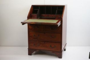 An 18th century satin wood inlaid bureau of small proportions, 63cm wide x 92cm high