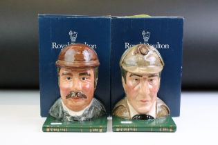 Boxed pair of Royal Doulton ceramic bookends to include Sherlock Holmes (D7038) and Dr. Watson (