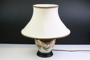 Moorcroft 'Anna Lily' pattern table lamp, of baluster form, designed by Nicola Slaney, with