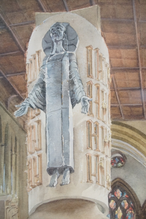 George Dolman (1915 - 2008), Llandaff Cathedral interior, watercolour, 51 x 35cm, George Dolman ( - Image 5 of 11