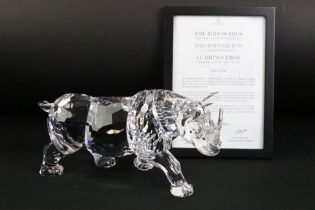 Swarovski Crystal 'The Rhinoceros' ltd edn figure, no. 06424 of 10,000, designed by Helmut Swarovski