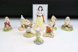 Royal Doulton 'Snow White and the Seven Dwarfs' porcelain figure set with CoA (set no. 1222), to