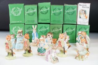 Group of Beswick Beatrix Potter ceramic figurines to include eleven boxed figures, and six unboxed