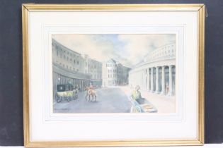 Harry Weatherill (British) Watercolour of the Quadrant Regent Street with Horse and Carriage and