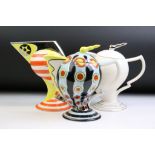 Cosmic Design Works - Two teapots & covers of footed form, featuring a 'Flux Cosmic Soup' ltd edn