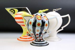 Cosmic Design Works - Two teapots & covers of footed form, featuring a 'Flux Cosmic Soup' ltd edn