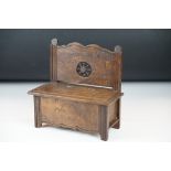Apprentice style Wooden Box in the form of an Antique Hall Bench, 23cm long x 22cm high