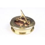 Brass Cased Sundial, approx 6.5cm diameter