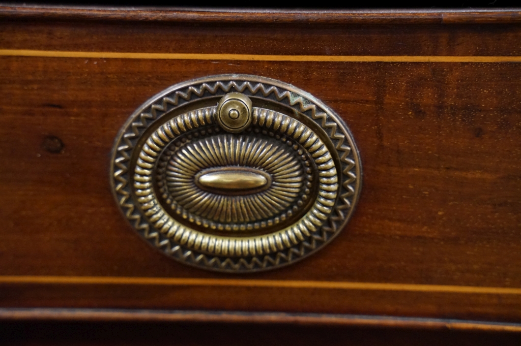 19th century Mahogany Inlaid and Cross-banded Bureau, the fall front opening to a fitted interior, - Image 8 of 12