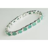Silver and Emerald Line Bracelet
