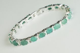 Silver and Emerald Line Bracelet