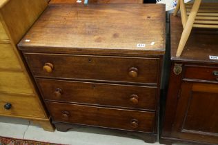 Early 19th century Mahogany Chest of Three Long Drawers with caddy top, raised on bracket feet, 77cm