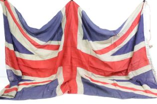 Large vintage Union Jack flag, of sewn construction, with wooden toggle, measures approx 260cm x