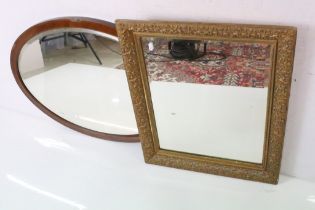 Early to Mid 20th century Gilt Framed Rectangular Mirror with bevelled edge 52cm x 62cm together