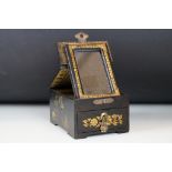 Early 20th Century Chinese lacquer vanity box featuring a gilt crane and peaches to the lid, with