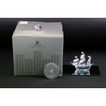 Boxed Swaroski Silver Crystal 'Santa Maria' with mirror stand and certificate, no. 162882,