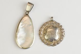 A fully hallmarked sterling silver fob medal together with a 925 sterling silver pendant.