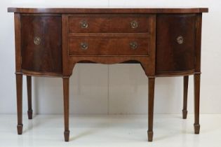 Regency style Mahogany Bow Front Sideboard with an arrangement of two drawers and two cupboard