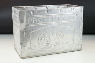 Mid 20th Century Wall's Ice Cream tin box having embossed advertising logo to the sides. Measures 30