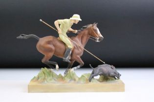 Royal Worcester 'Hog-Hunting' porcelain figure, modelled by Doris Lindner, model number 3164. (