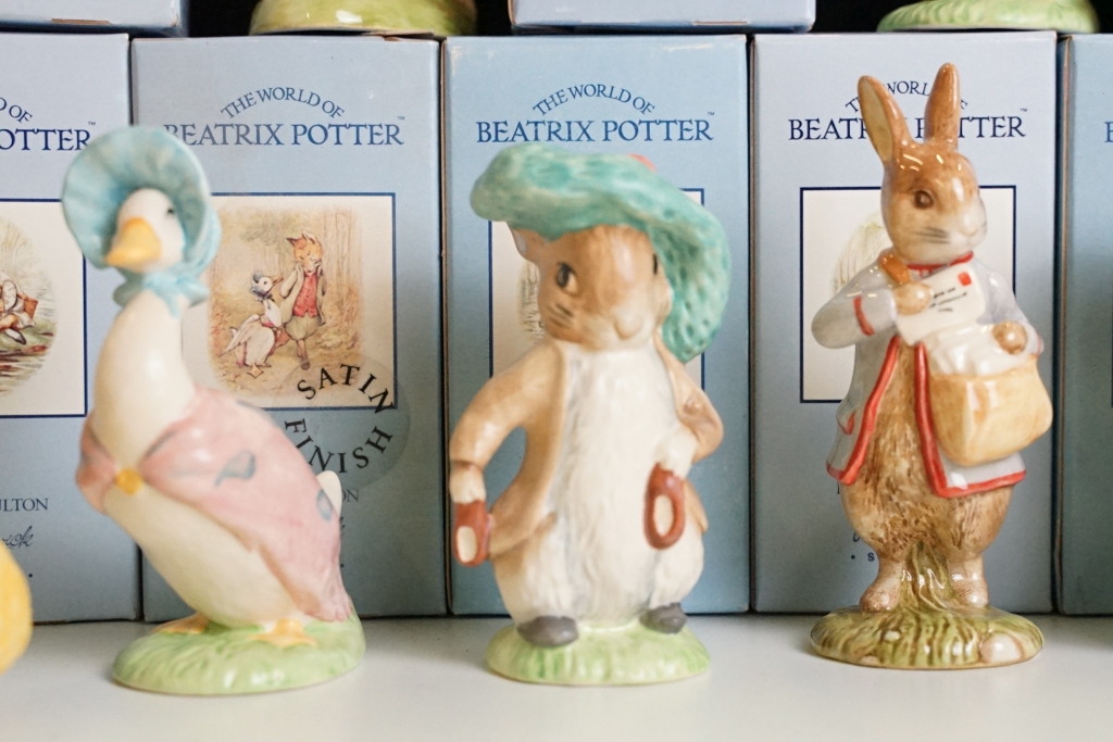 Fifteen Beatrix Potter Beswick ceramic figurines, all in their original boxes. Measures approx 10. - Image 4 of 13