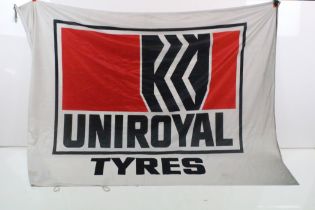 Large Uniroyal Tyres advertising flag / wall hanging having a large printed logo. Measures approx