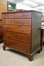 Edwardian Mahogany and Satinwood cross-banded Chest of Two Short over Four Long Drawers raised on