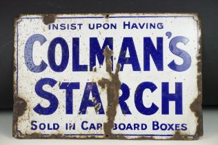 Advertising - ' Coleman's Starch ' enamel wall sign, with blue lettering 'Insist Upon Having