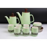Carlton Ware 1960's green & brown coffee set, with scrolling floral & foliate decoration, to include